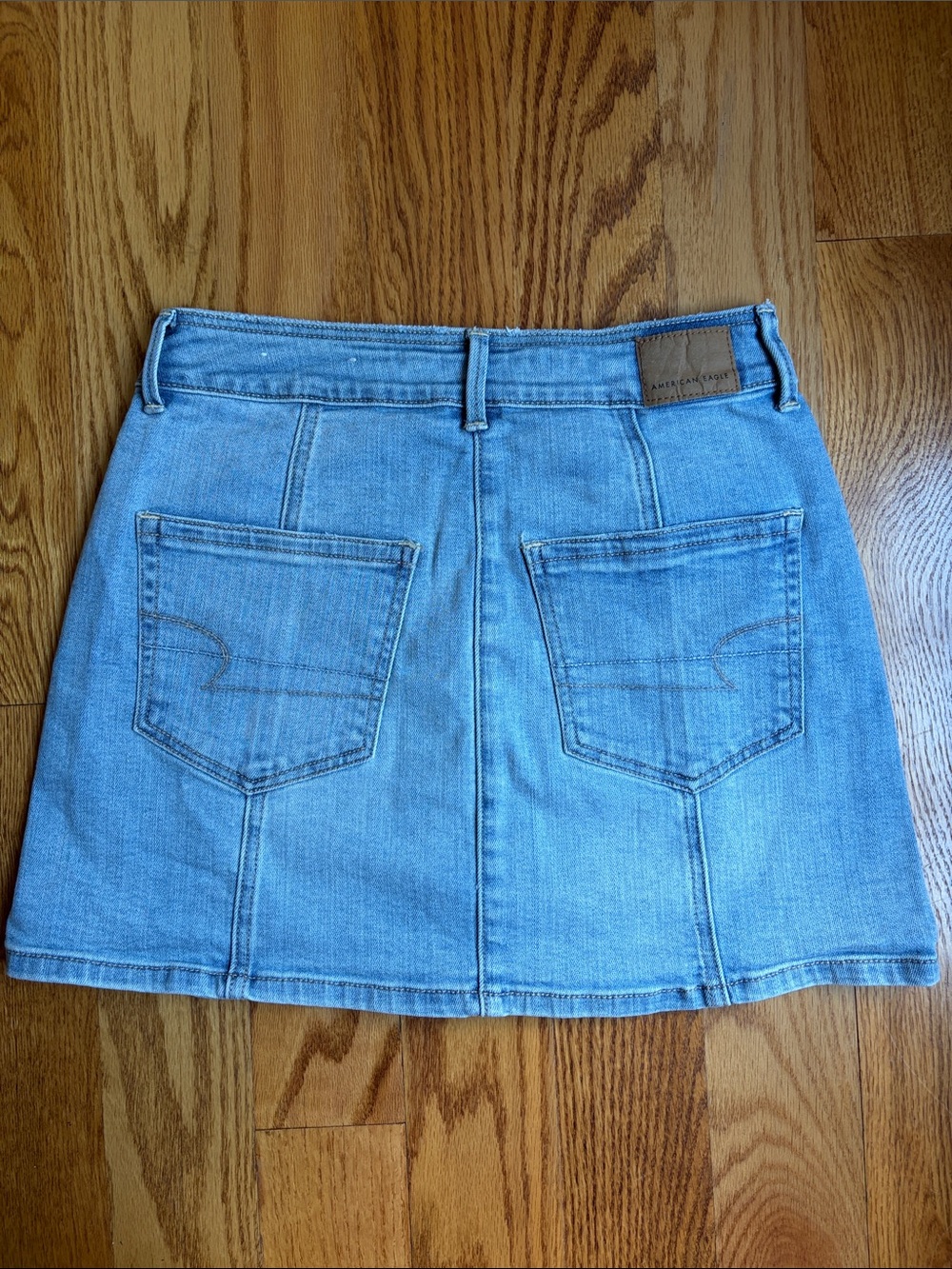 American Eagle Outfitters Light Blue Button-Front Denim Mini Skirt - Picture 5 of 9